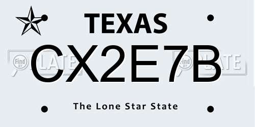 CX2E7B Texas License Plate