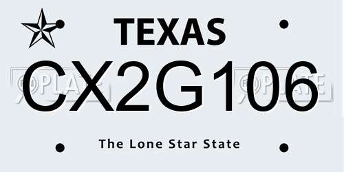 CX2G106 Texas License Plate