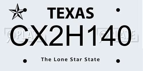 CX2H140 Texas License Plate