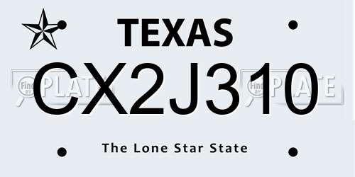 CX2J310 Texas License Plate