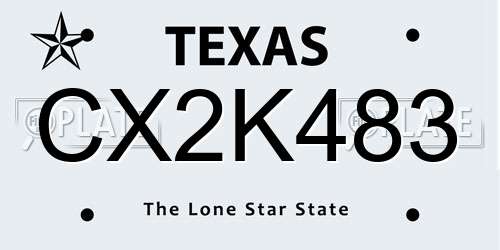 CX2K483 Texas License Plate