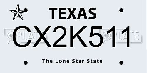CX2K511 Texas License Plate