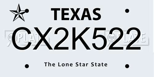 CX2K522 Texas License Plate
