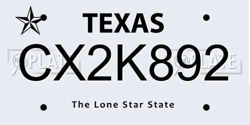 CX2K892 Texas License Plate