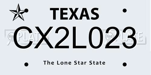 CX2L023 Texas License Plate