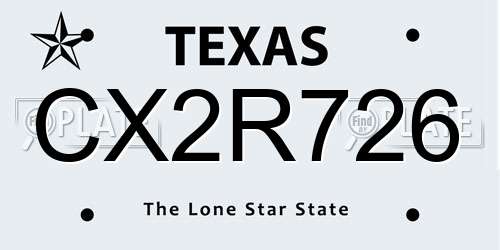 CX2R726 Texas License Plate