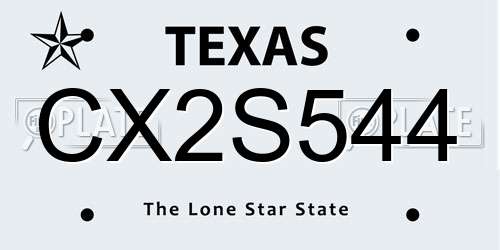 CX2S544 Texas License Plate
