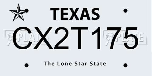 CX2T175 Texas License Plate