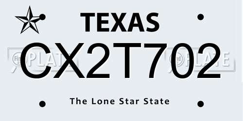CX2T702 Texas License Plate