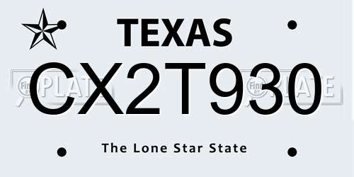 CX2T930 Texas License Plate