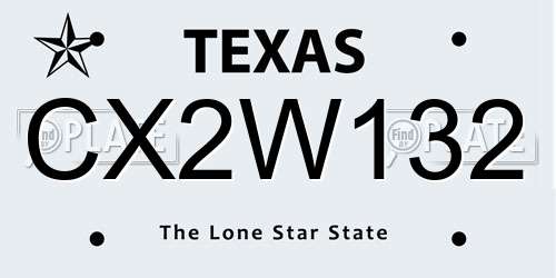 CX2W132 Texas License Plate