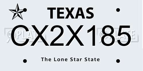 CX2X185 Texas License Plate