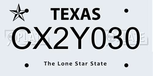 CX2Y030 Texas License Plate