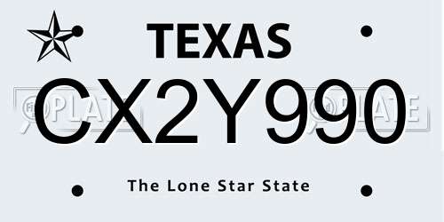 CX2Y990 Texas License Plate