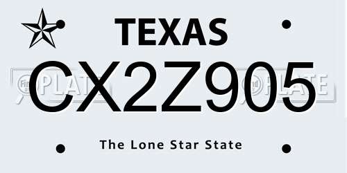 CX2Z905 Texas License Plate