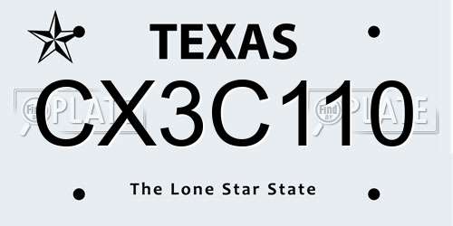 CX3C110 Texas License Plate
