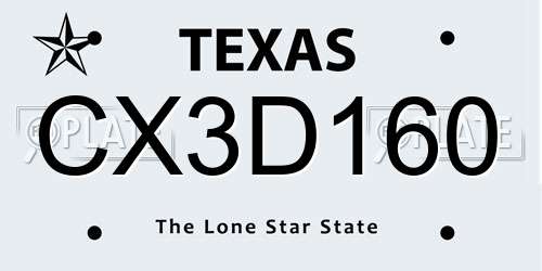 CX3D160 Texas License Plate