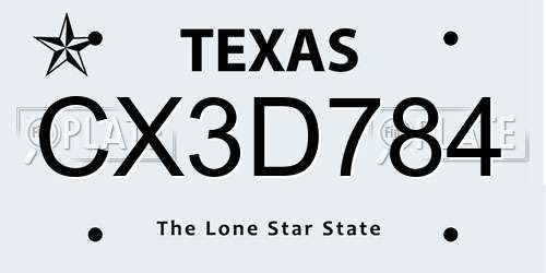 CX3D784 Texas License Plate
