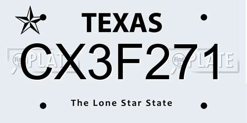 CX3F271 Texas License Plate