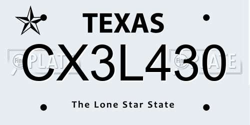 CX3L430 Texas License Plate