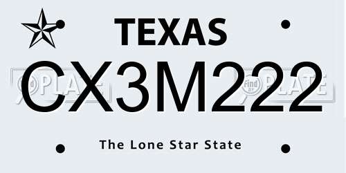 CX3M222 Texas License Plate