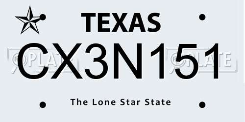 CX3N151 Texas License Plate