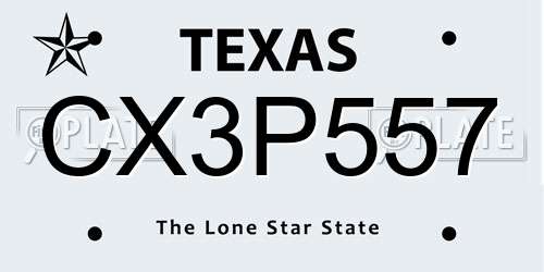 CX3P557 Texas License Plate