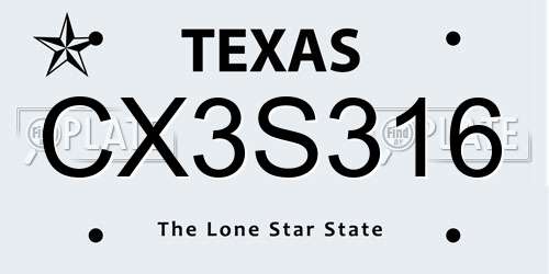 CX3S316 Texas License Plate