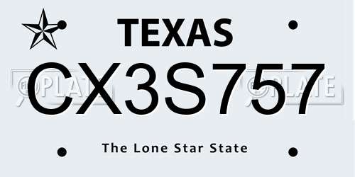 CX3S757 Texas License Plate