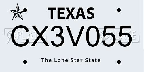 CX3V055 Texas License Plate