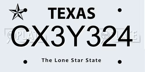 CX3Y324 Texas License Plate