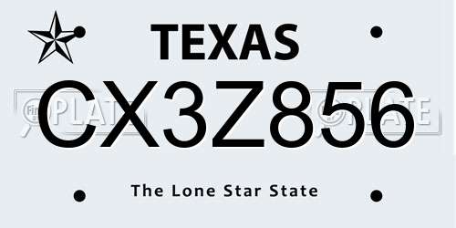 CX3Z856 Texas License Plate