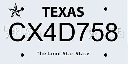 CX4D758 Texas License Plate