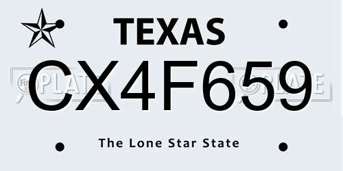 CX4F659 Texas License Plate