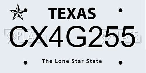 CX4G255 Texas License Plate