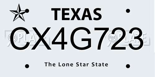 CX4G723 Texas License Plate