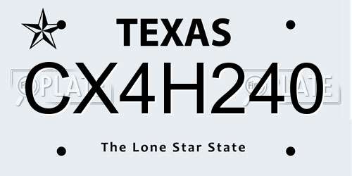 CX4H240 Texas License Plate
