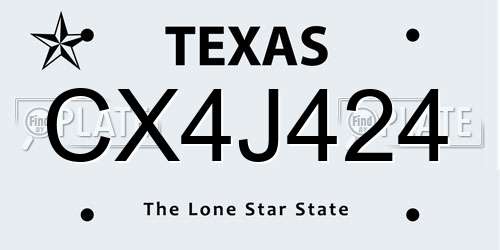 CX4J424 Texas License Plate