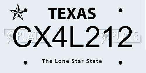 CX4L212 Texas License Plate