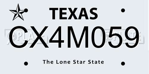 CX4M059 Texas License Plate
