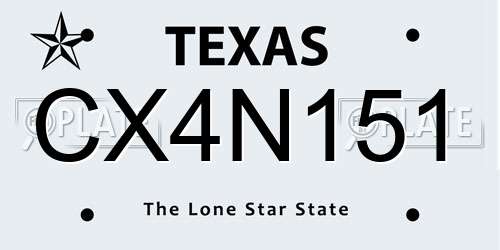 CX4N151 Texas License Plate