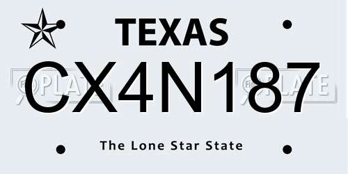 CX4N187 Texas License Plate