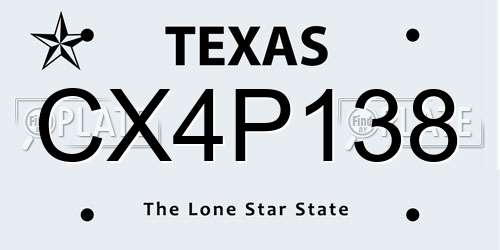 CX4P138 Texas License Plate
