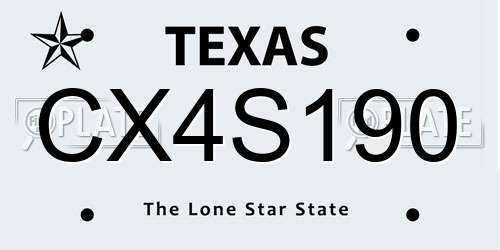 CX4S190 Texas License Plate