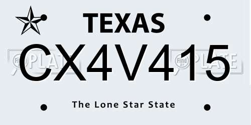 CX4V415 Texas License Plate