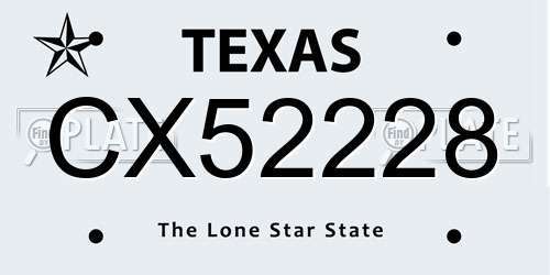CX52228 Texas License Plate