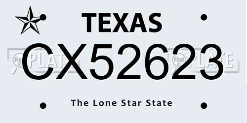 CX52623 Texas License Plate