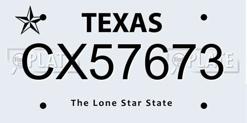 CX57673 Texas License Plate