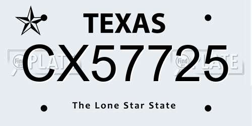 CX57725 Texas License Plate