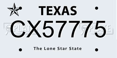 CX57775 Texas License Plate